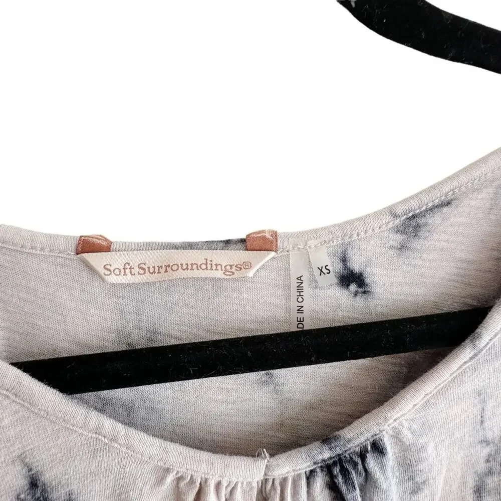 Soft Surroundings Tiered Tie Dye Cold Shoulder Linen Flutter Top